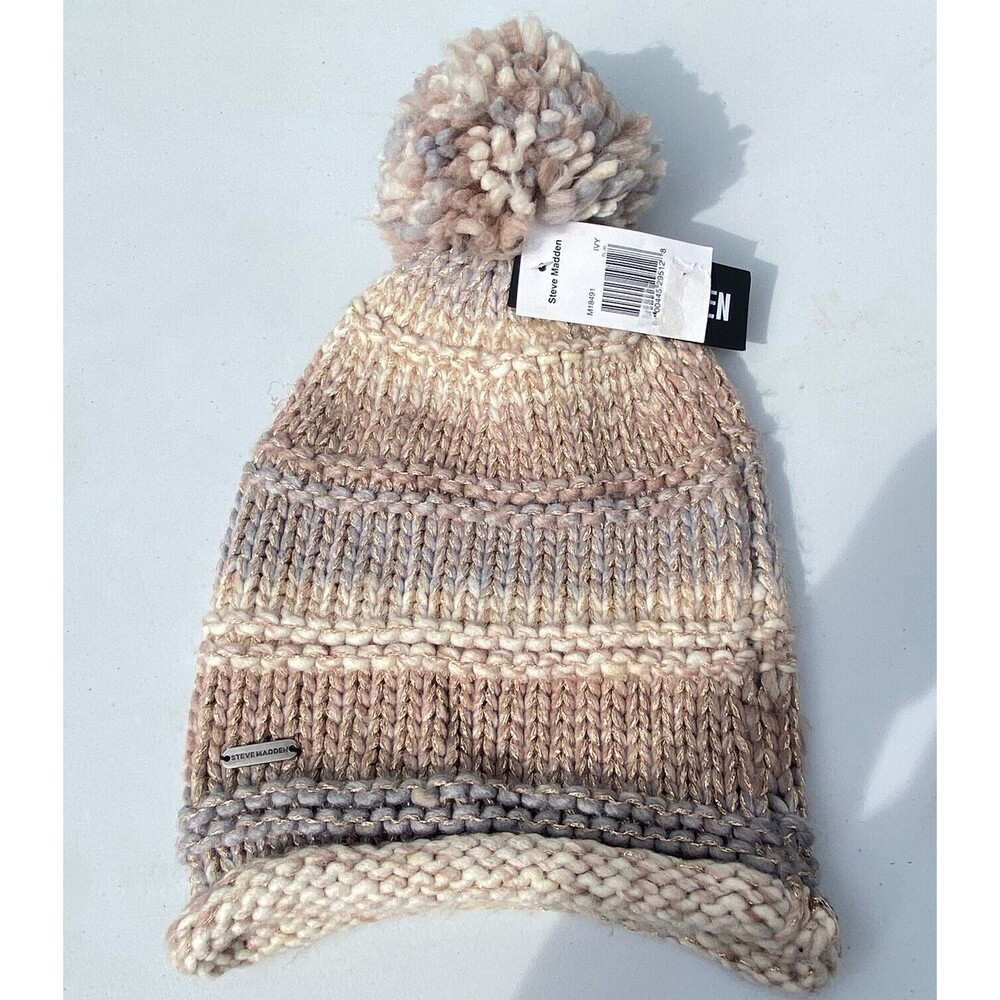 Steve Madden Rose Pink Knit Beanie Hat New NWT Winter OS